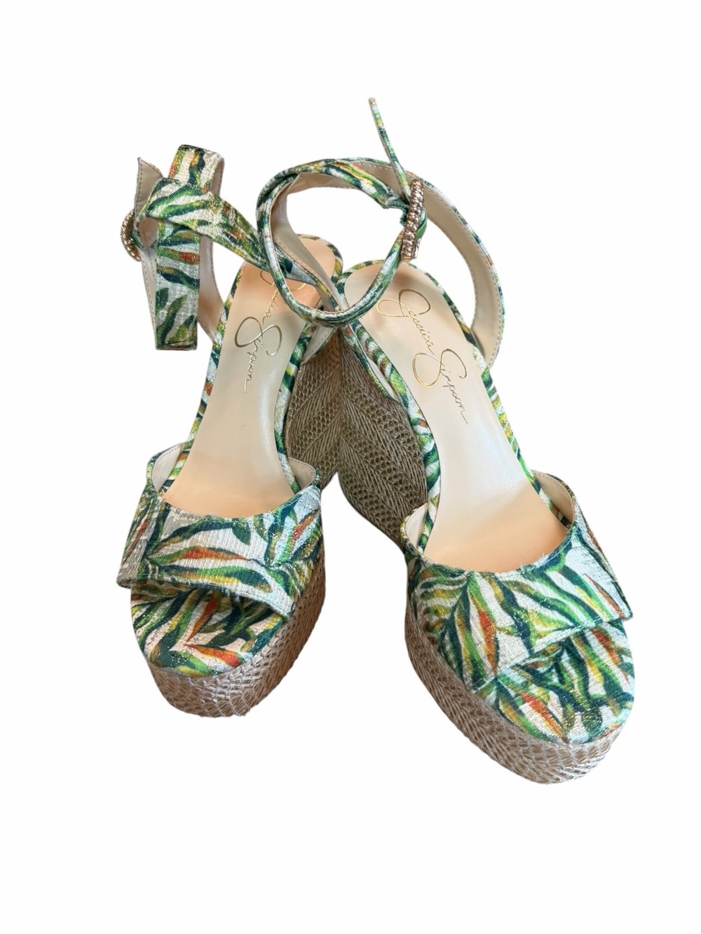 Jessica Simpson Tropical Platform Wedge Sandals NWOB Size 8